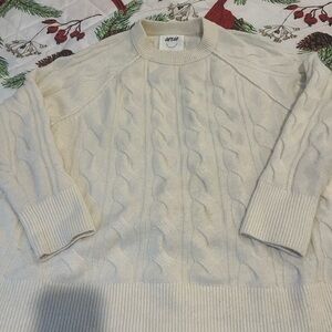 Aerie women Ivory Cable Knit Crewneck Sweater